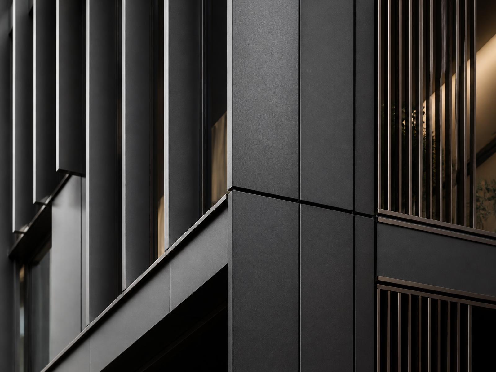 Commercial facade detailing — visual reference — illustrative visual example of commercial construction standards, not a completed MARCVEX project